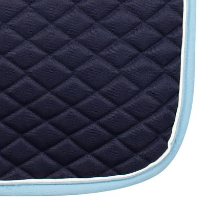 Show full view: TuffRider Basic All-Purpose Horse Saddle Pad with Trim & Piping, Navy/Light Blue/ White slide 4 of 5