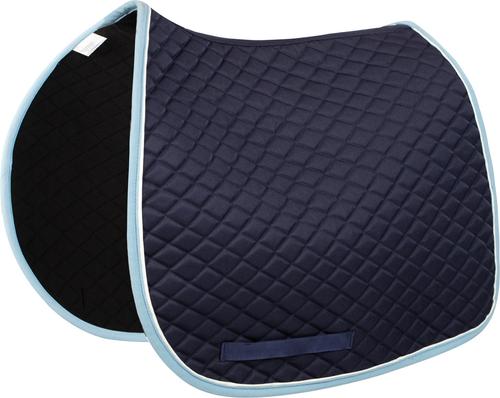 Show full view: TuffRider Basic All-Purpose Horse Saddle Pad with Trim & Piping, Navy/Light Blue/ White slide 2 of 5