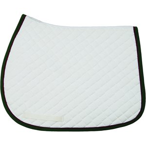 TuffRider Basic All-Purpose Horse Saddle Pad with Trim & Piping, White/Grey/Burgundy