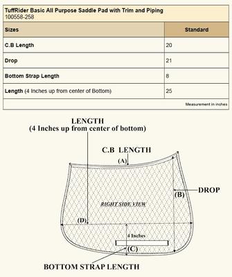 Show full view: TuffRider Basic All-Purpose Horse Saddle Pad with Trim & Piping, White/Navy/Light Blue slide 5 of 6