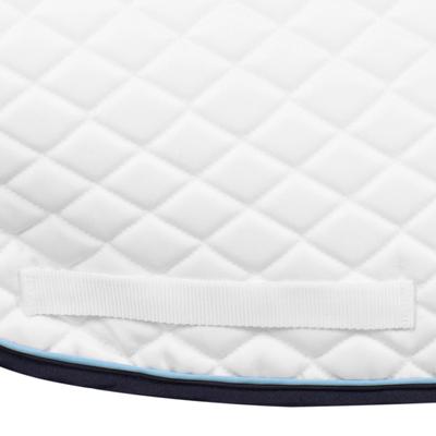 Show full view: TuffRider Basic All-Purpose Horse Saddle Pad with Trim & Piping, White/Navy/Light Blue slide 3 of 6