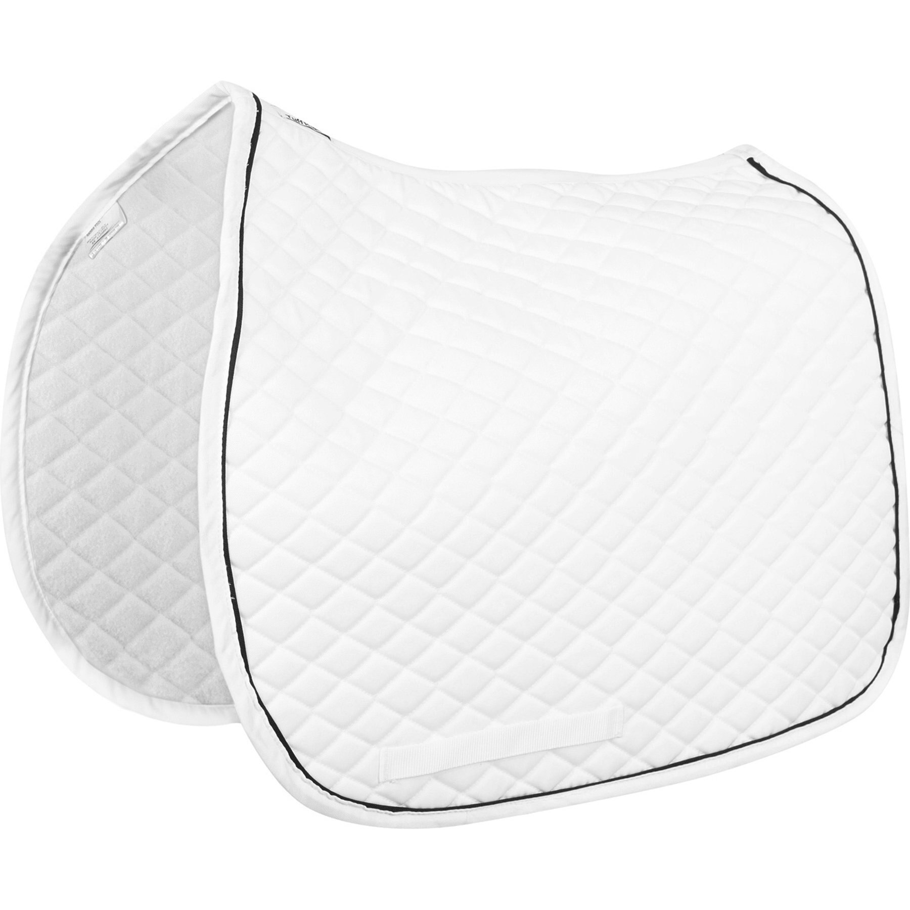 TuffRider Basic All-Purpose Horse Saddle Pad with Trim & Piping, White/White/Black