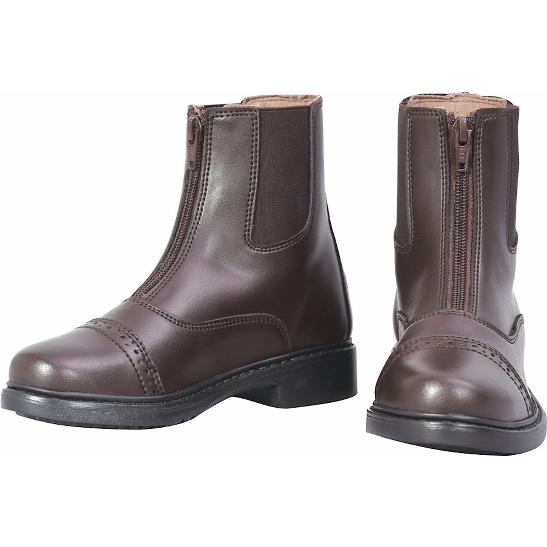 TuffRider Children's Starter Front Zip Paddock Boots, Mocha, 5