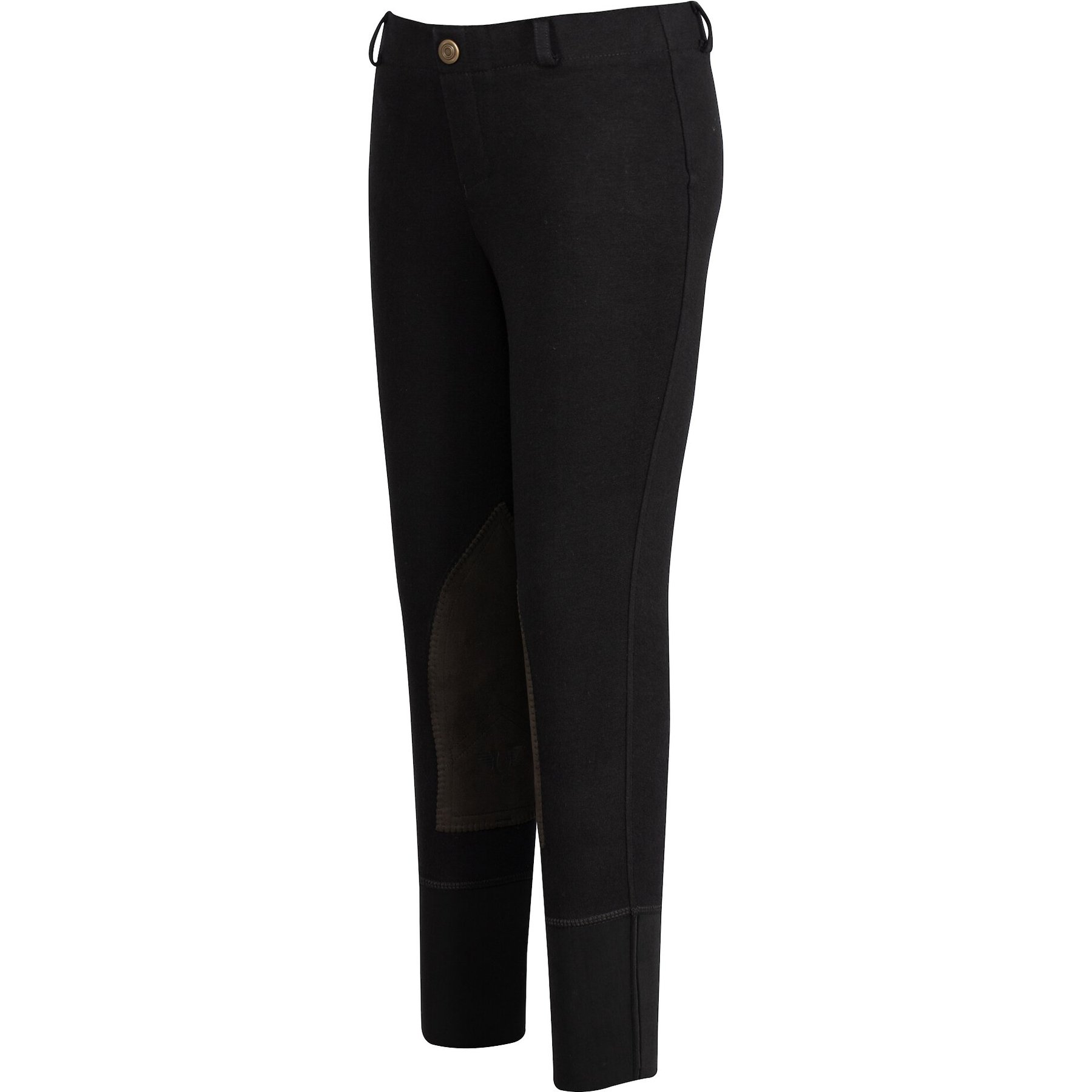 TuffRider Children's Starter Lowrise Pull-On Knee Patch Breeches, Black, 6
