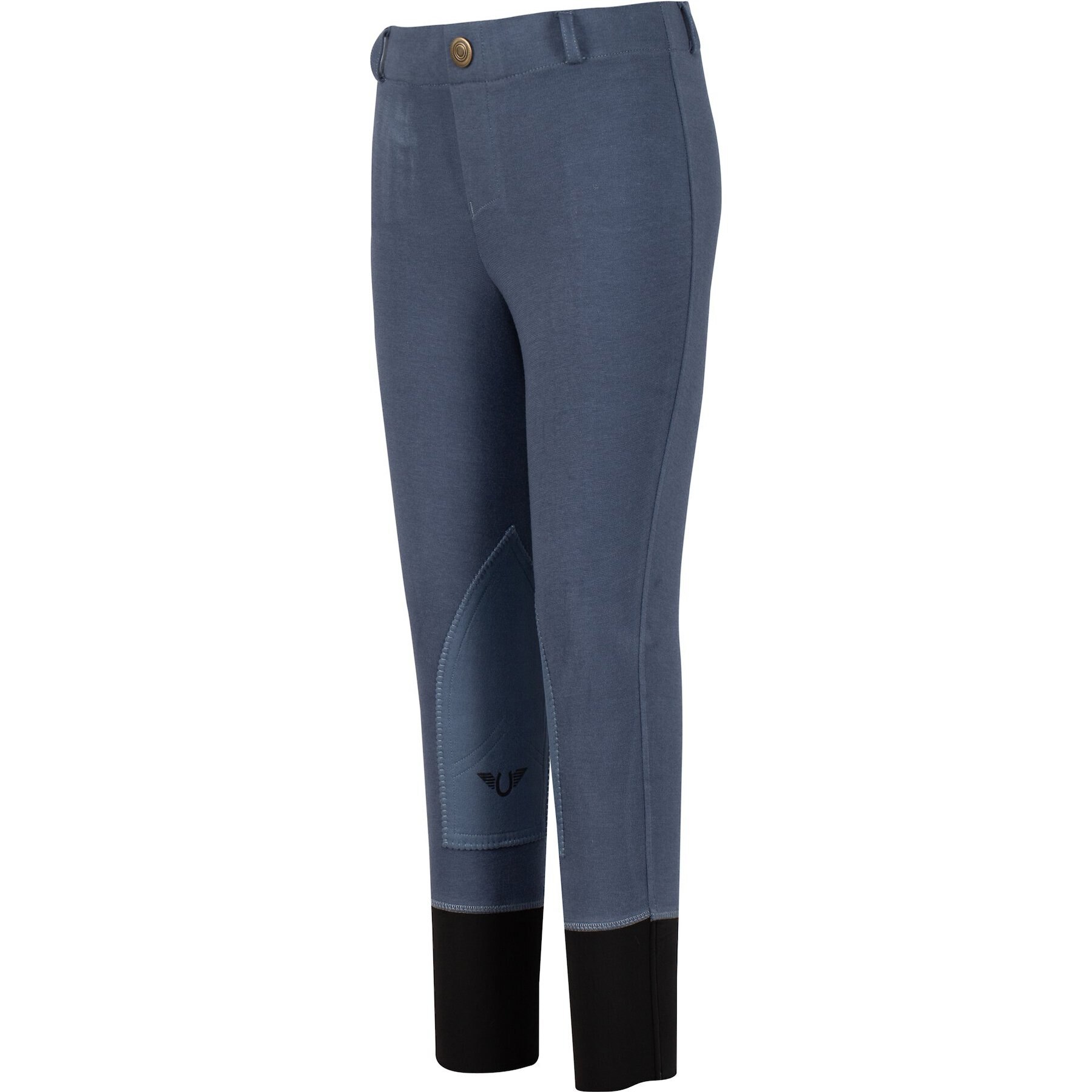 TuffRider Children's Starter Lowrise Pull-On Knee Patch Breeches, Denim, 6
