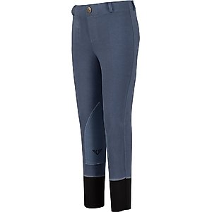 TuffRider Children's Starter Lowrise Pull-On Knee Patch Breeches, Denim, 6