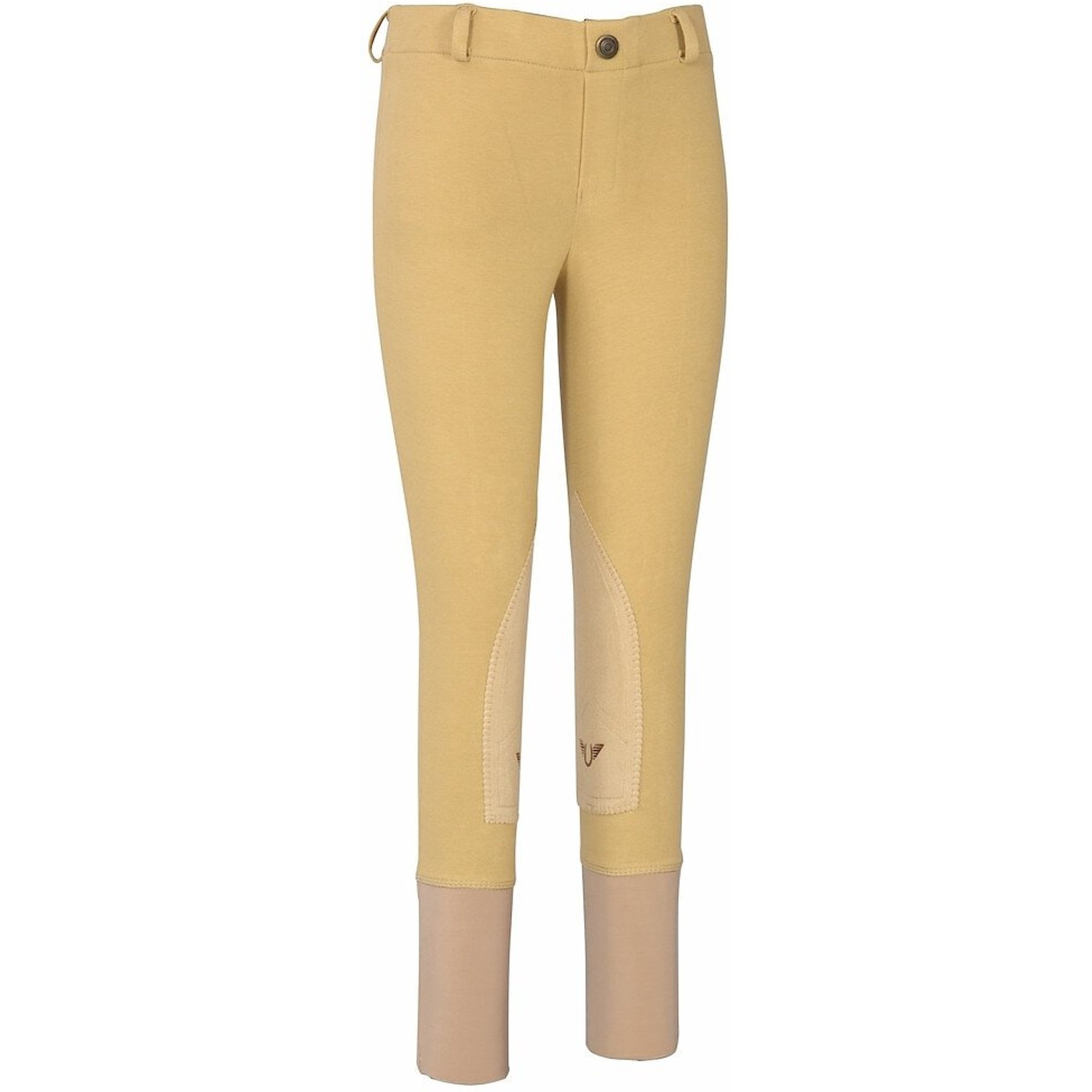 TuffRider Children's Starter Lowrise Pull-On Knee Patch Breeches, Light Tan, 16