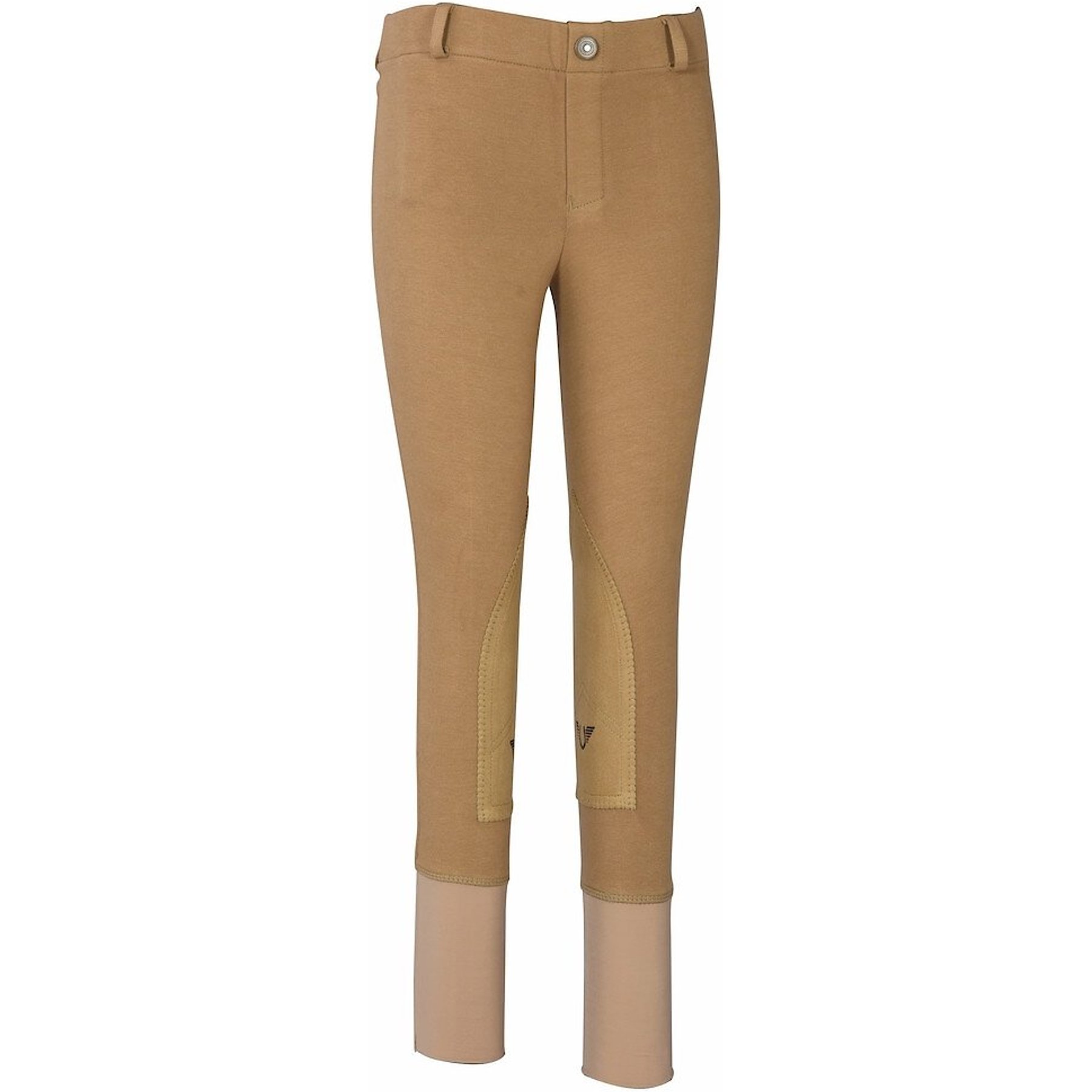 TuffRider Children's Starter Lowrise Pull-On Knee Patch Breeches, Sand, 16