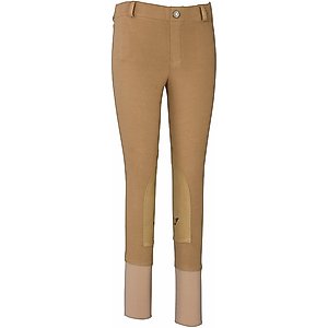 TuffRider Children's Starter Lowrise Pull-On Knee Patch Breeches, Sand, 8