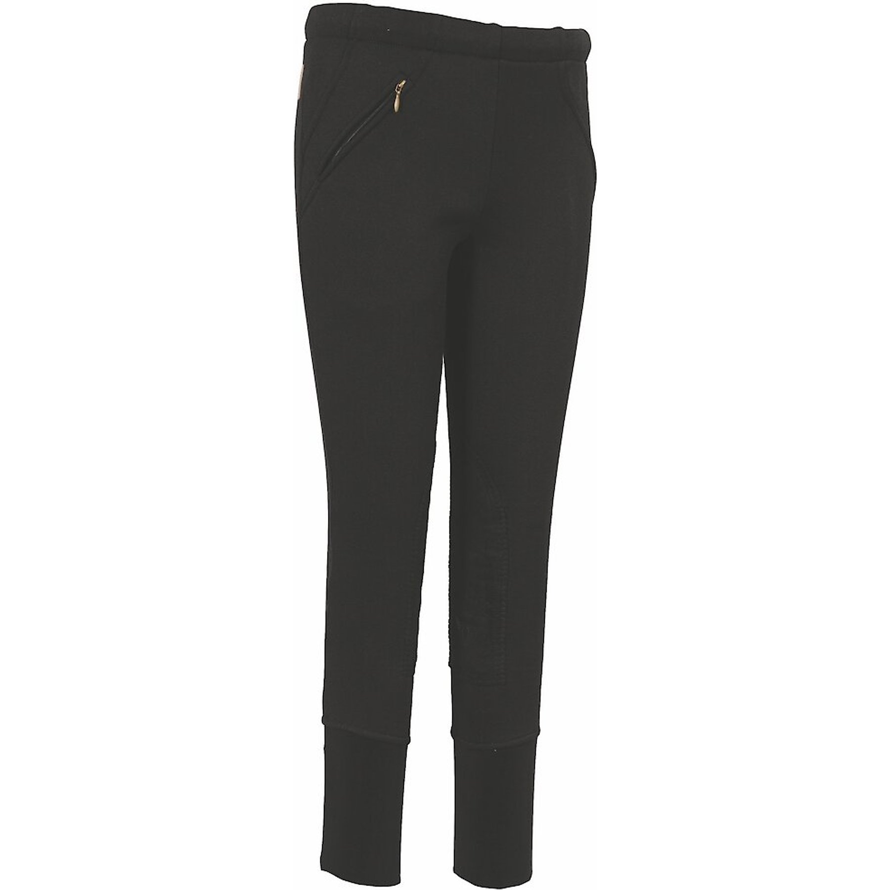 TuffRider Children's Unifleece Pull-On Stretch Fleece Knee Patch Winter Breeches, Black, 16