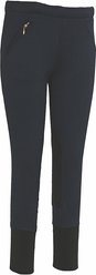 TuffRider Children's Unifleece Pull-On Stretch Fleece Knee Patch Winter Breeches, Navy, 10