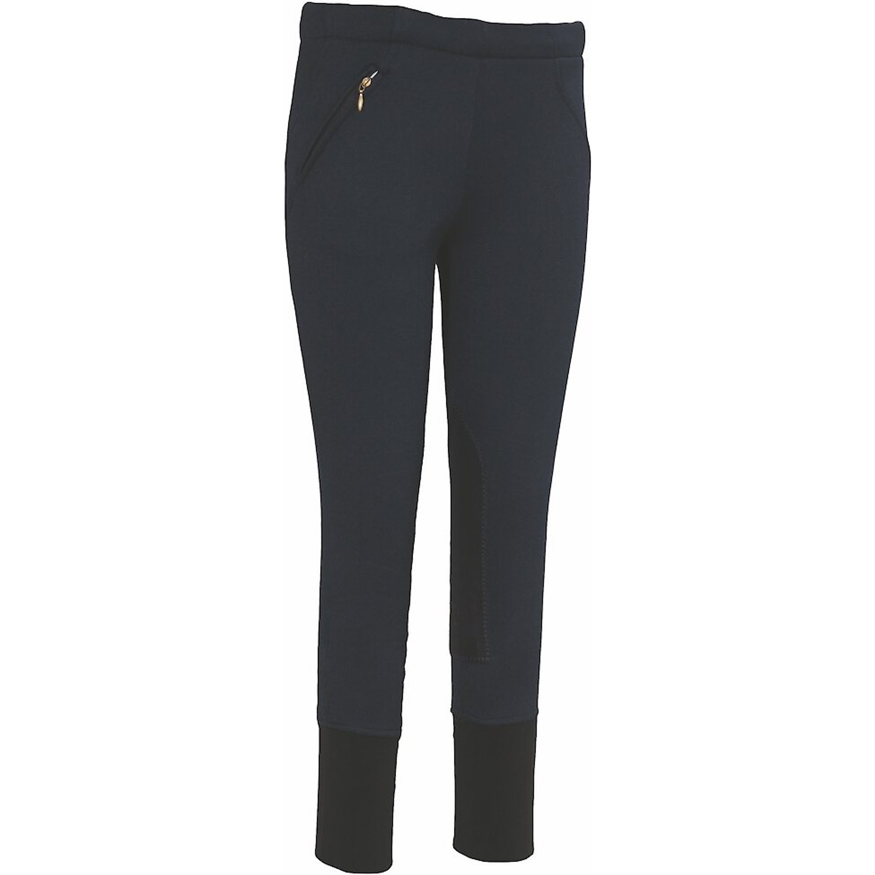 TuffRider Children's Unifleece Pull-On Stretch Fleece Knee Patch Winter Breeches, Navy, 16