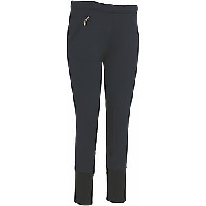 TuffRider Children's Unifleece Pull-On Stretch Fleece Knee Patch Winter Breeches, Navy, 16