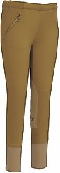 TuffRider Children's Unifleece Pull-On Stretch Fleece Knee Patch Winter Breeches, Sand, 12