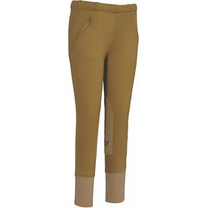 TuffRider Children's Unifleece Pull-On Stretch Fleece Knee Patch Winter Breeches, Sand, 12