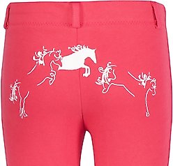 TuffRider Children's Whimsical Horse Embroidered Pull-On Jodhpurs, Hot Pink & White, 14 slide 2 of 2