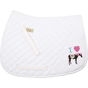 TuffRider I Heart Pony Girl Horse Saddle Pad, White
