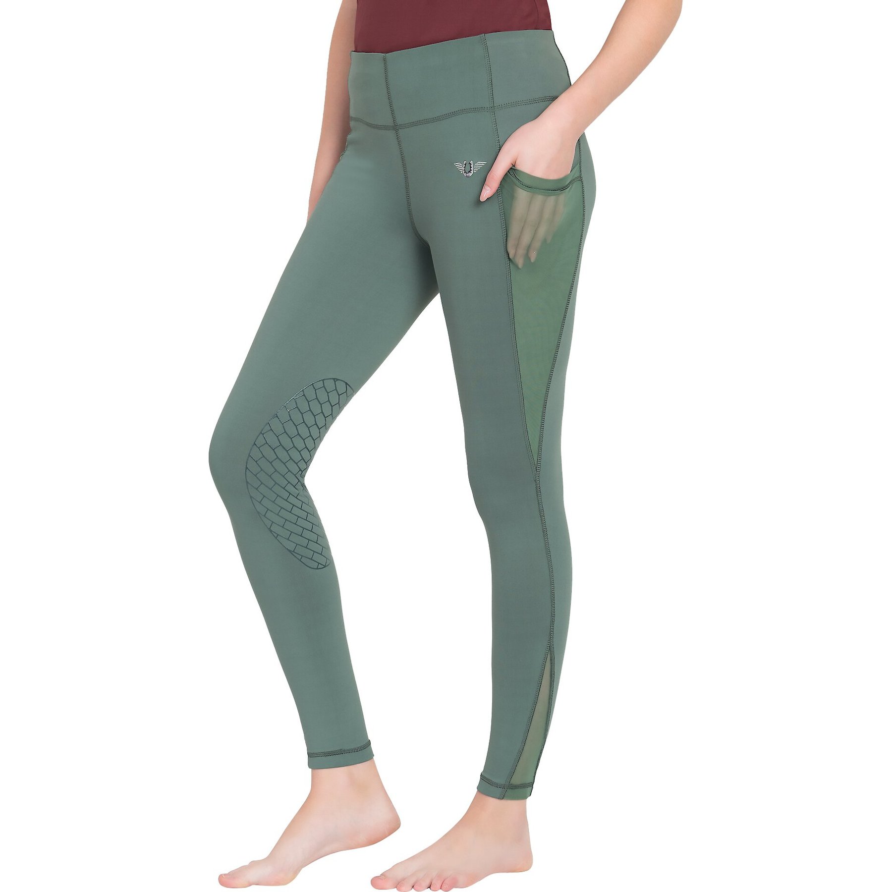 TuffRider Ladies Minerva EquiCool Tights, Duck Green, Small