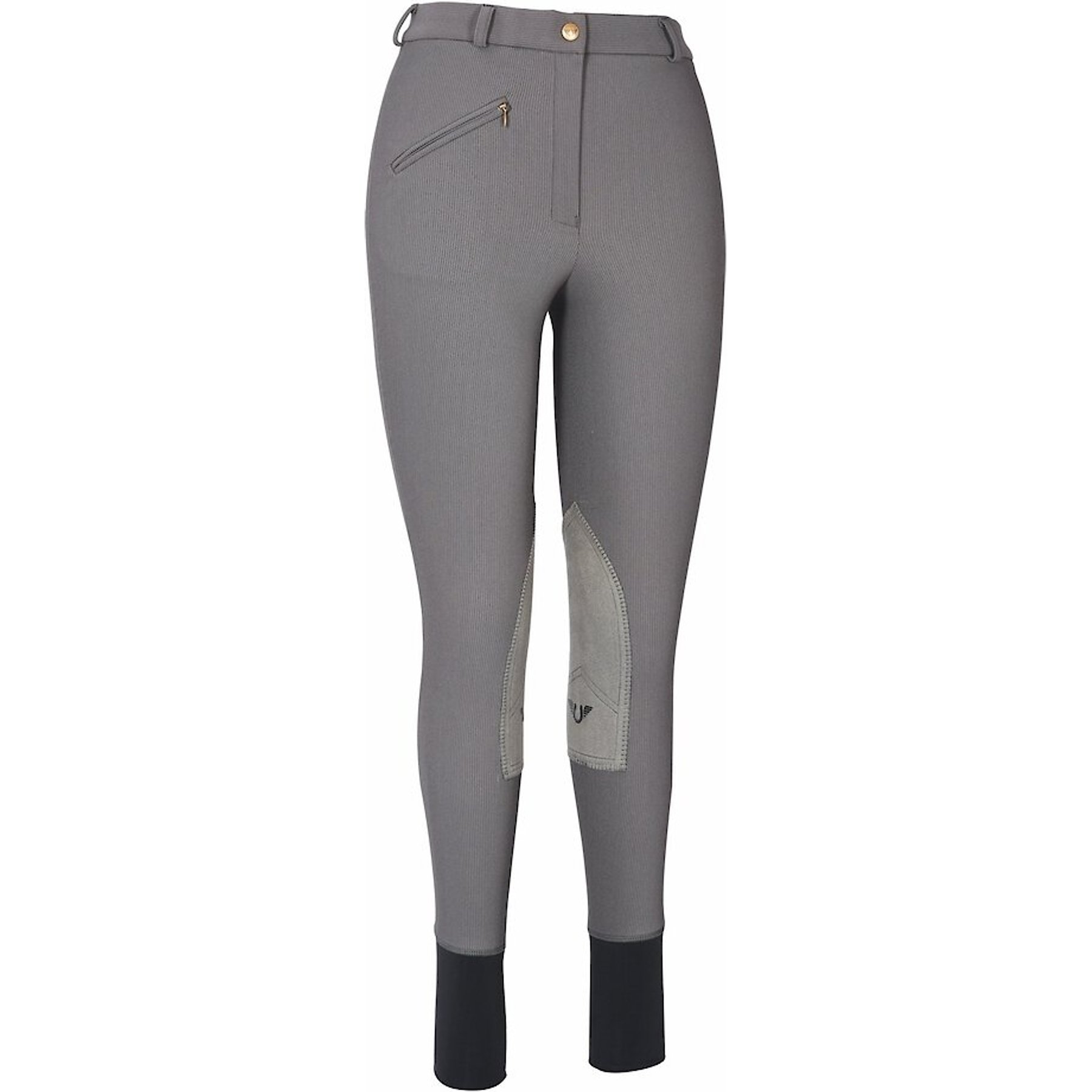 TuffRider Ladies Ribb Knee Patch Breeches, Dark Charcoal, 32