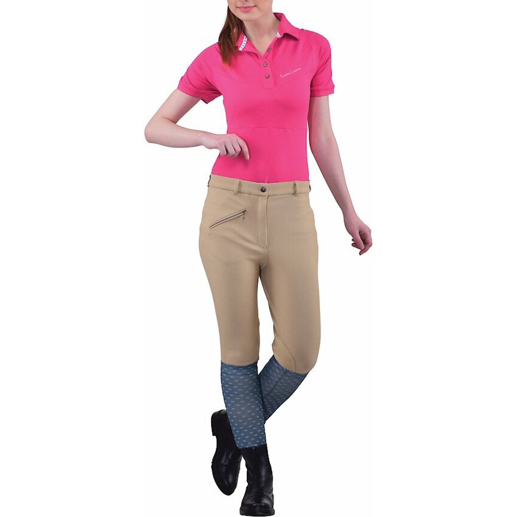 TuffRider Ladies Ribb Knee Patch Breeches, Light Tan, 24
