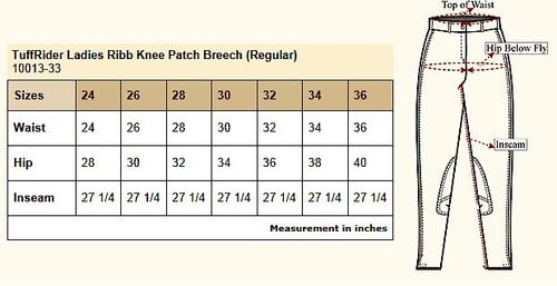 Show full view: TuffRider Ladies Ribb Knee Patch Breeches, Smoke, 32 slide 2 of 4