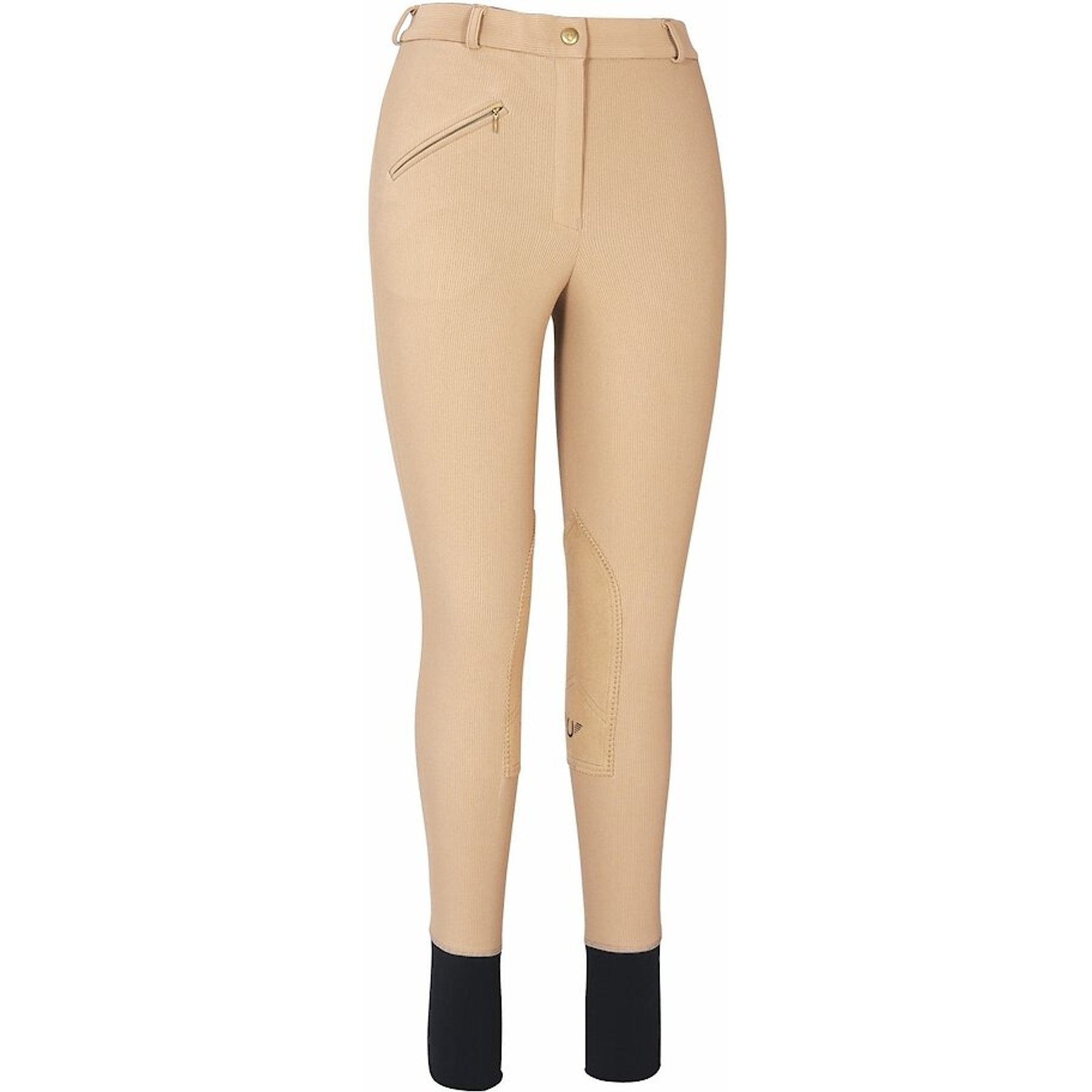 TuffRider Ladies Ribb Knee Patch Breeches, Taupe, 24