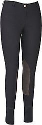 TuffRider Ladies Ribb Lowrise Pull-On Knee Patch Breeches, Black, 28
