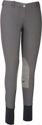 TuffRider Ladies Ribb Lowrise Pull-On Knee Patch Breeches, Dark Charcoal, 24