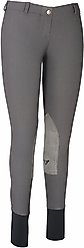 TuffRider Ladies Ribb Lowrise Pull-On Knee Patch Breeches, Dark Charcoal, 26