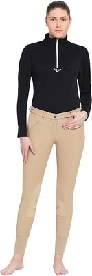 Show full view: TuffRider Ladies Ribb Lowrise Pull-On Knee Patch Breeches, Light Tan, 24 slide 8 of 9