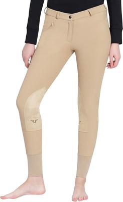 Show full view: TuffRider Ladies Ribb Lowrise Pull-On Knee Patch Breeches, Light Tan, 24 slide 4 of 9