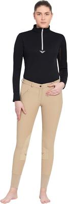 Show full view: TuffRider Ladies Ribb Lowrise Pull-On Knee Patch Breeches, Light Tan, 26 slide 8 of 10