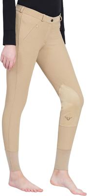 Show full view: TuffRider Ladies Ribb Lowrise Pull-On Knee Patch Breeches, Light Tan, 26 slide 5 of 10