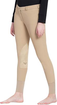 Show full view: TuffRider Ladies Ribb Lowrise Pull-On Knee Patch Breeches, Light Tan, 26 slide 3 of 10
