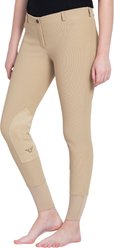 TuffRider Ladies Ribb Lowrise Pull-On Knee Patch Breeches, Light Tan, 32