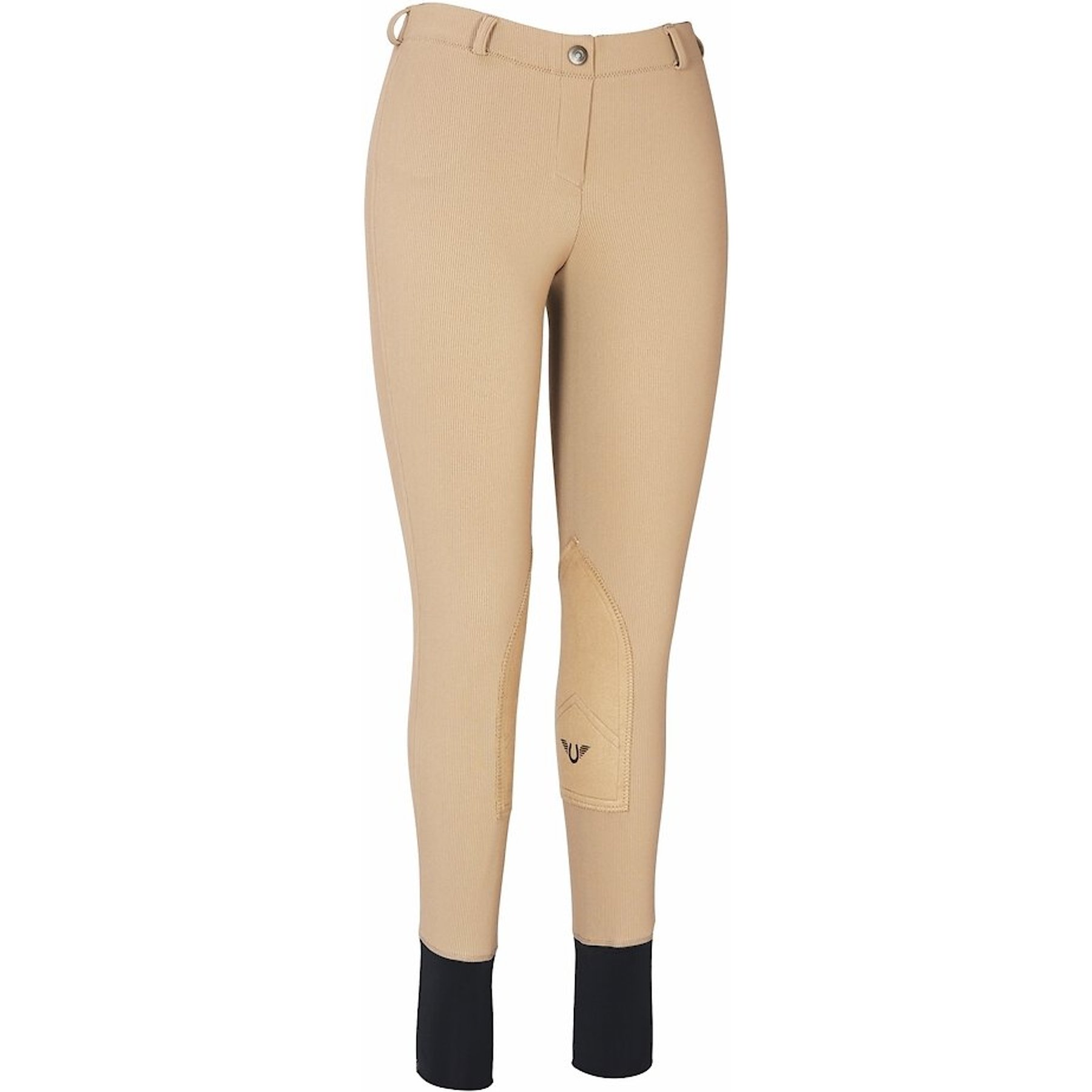 TuffRider Ladies Ribb Lowrise Pull-On Knee Patch Breeches, Taupe, 30