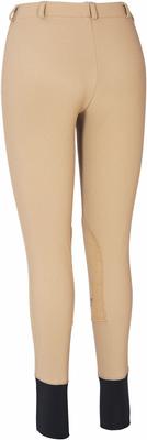 Show full view: TuffRider Ladies Ribb Lowrise Pull-On Knee Patch Breeches, Taupe, 34 slide 3 of 4