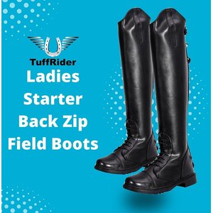 TuffRider Ladies Starter Back Zip Field Boots, Black, 7, Regular