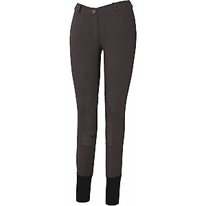 TuffRider Ladies Starter Lowrise Pull-On Knee Patch Breeches, Dark Charcoal, 34