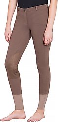 TuffRider Ladies Starter Lowrise Pull-On Knee Patch Breeches, Lava Brown, 24