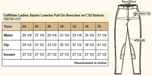 Show full view: TuffRider Ladies Starter Lowrise Pull-On Knee Patch Breeches, Lava Brown, 36 slide 2 of 2