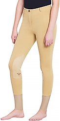 TuffRider Ladies Starter Lowrise Pull-On Knee Patch Breeches, Light Tan, 28