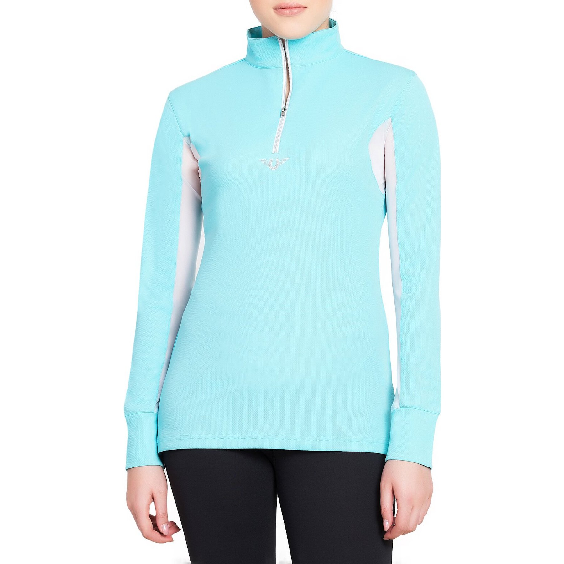 TuffRider Ladies Ventilated Technical Long Sleeve Sport Shirt, Aqua, XX-Large