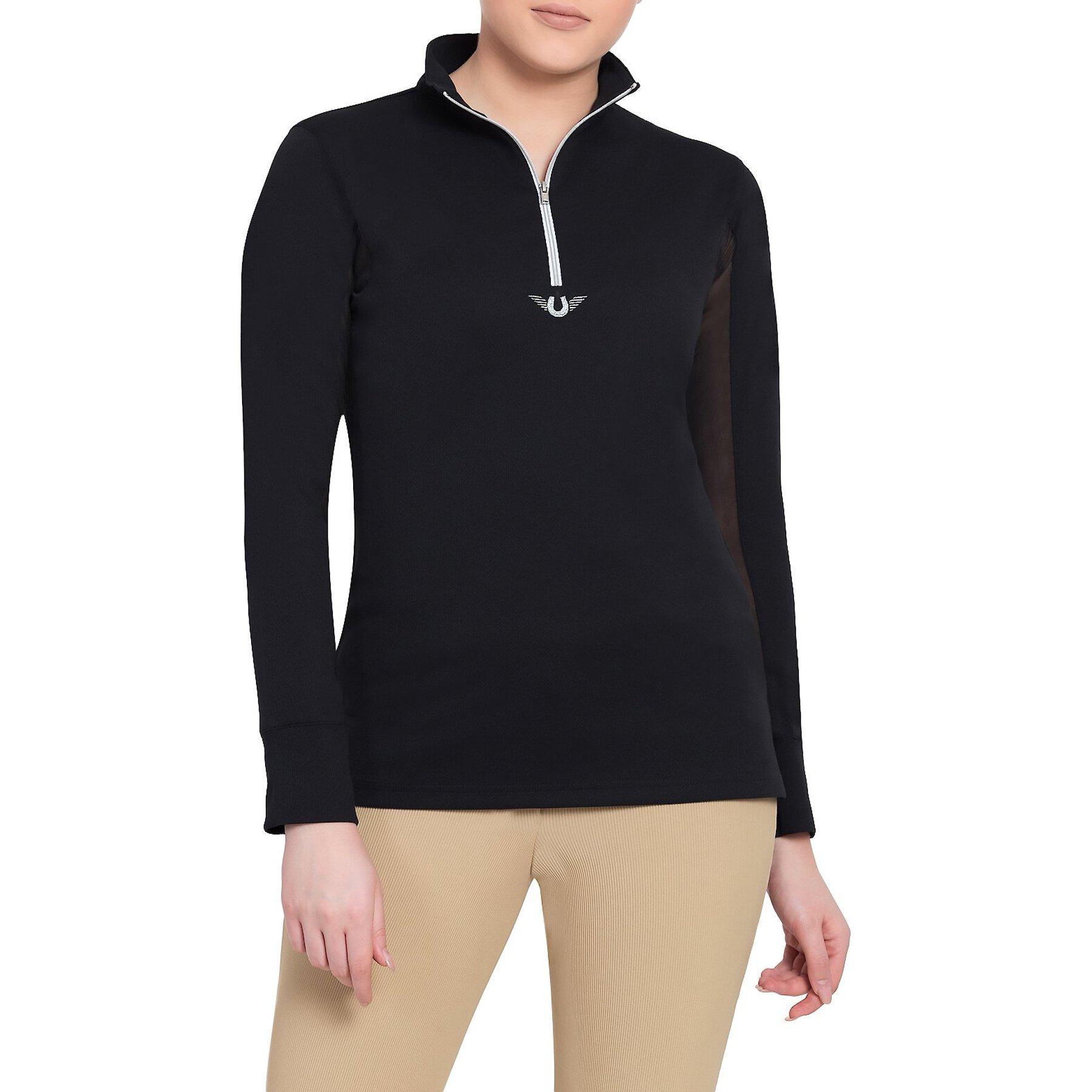 TuffRider Ladies Ventilated Technical Long Sleeve Sport Shirt, Black, X-Large