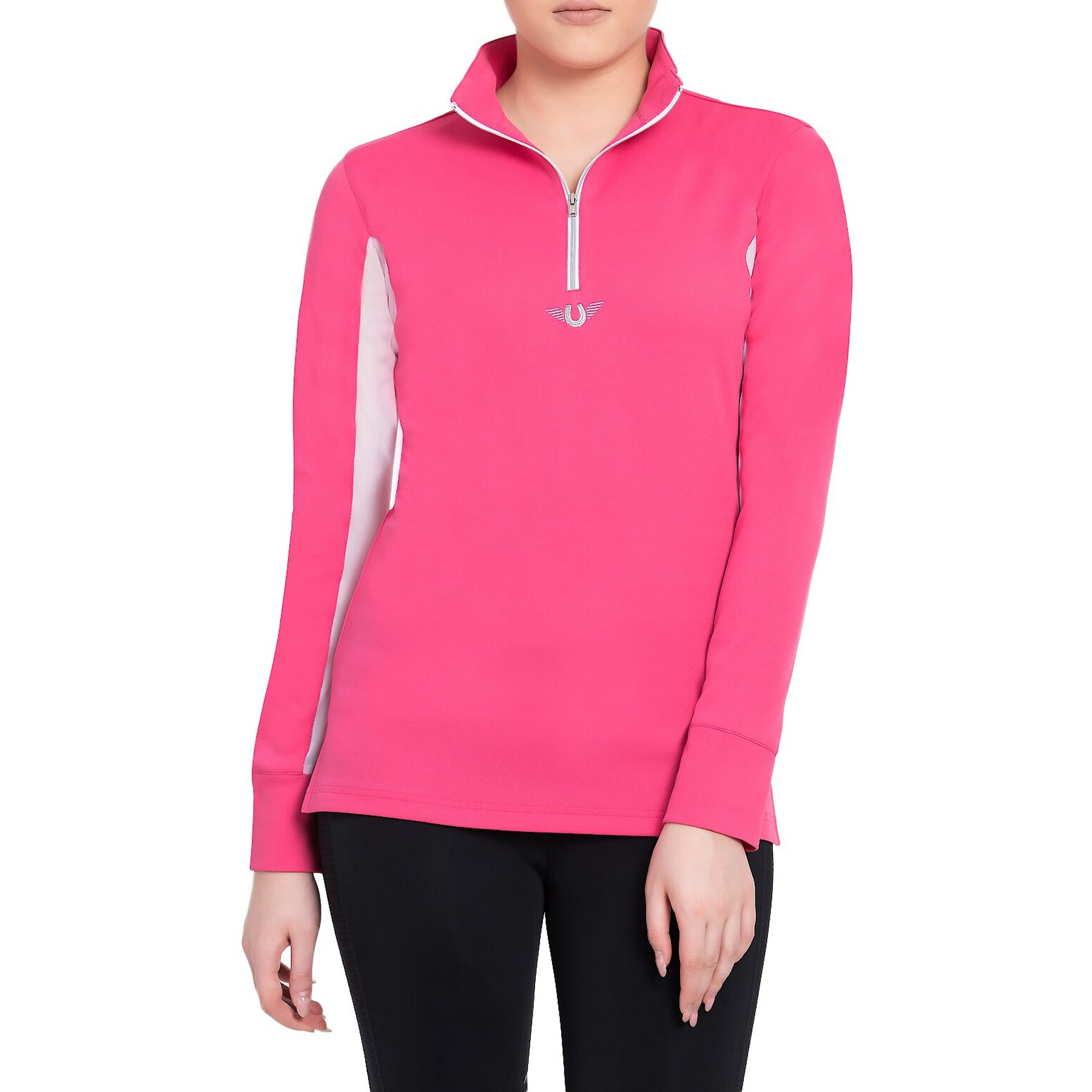 TuffRider Ladies Ventilated Technical Long Sleeve Sport Shirt, Hot Pink, Medium