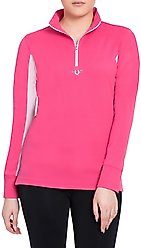 TuffRider Ladies Ventilated Technical Long Sleeve Sport Shirt, Hot Pink, Small