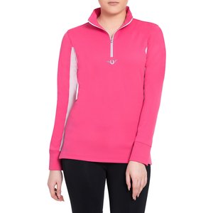 TuffRider Ladies Ventilated Technical Long Sleeve Sport Shirt, Hot Pink, Small