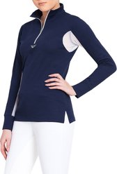 TuffRider Ladies Ventilated Technical Long Sleeve Sport Shirt, Navy, Large