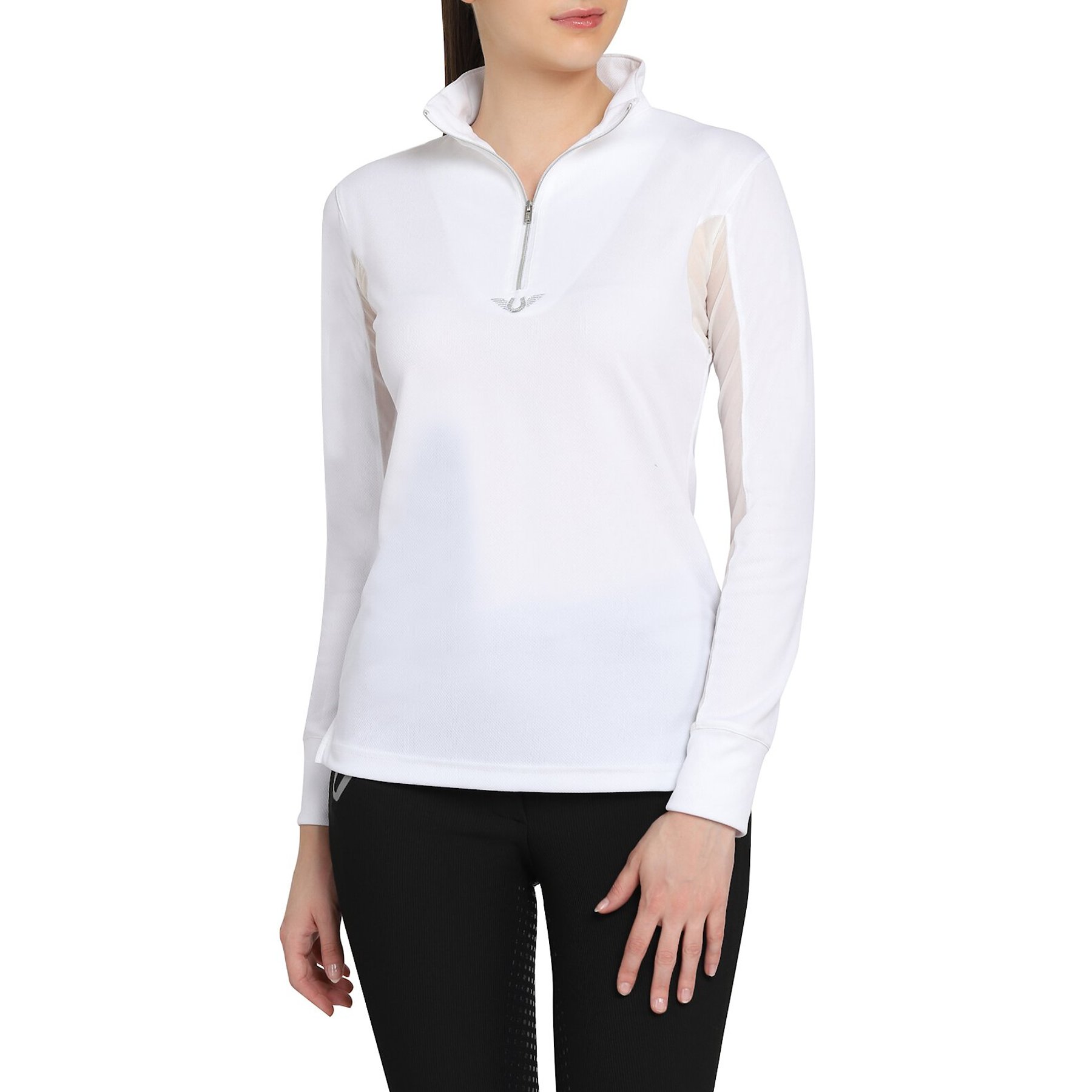 TuffRider Ladies Ventilated Technical Long Sleeve Sport Shirt, White, X-Large