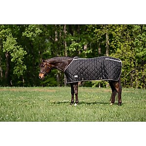 TuffRider Shelter Closed Front Heavy Weight Horse Stable Blanket, Black/Grey, 80-in